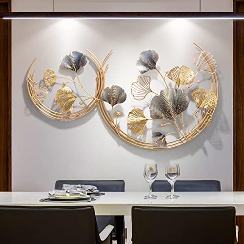 CDDUOLA 3D Roomиден декор на собата, рачно изработен уметнички метал круг златен џинко лист декоративна wallидна скулптура за домашна