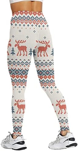 Божиќни серии за печатење со високи половини, женски хулахопки панталони за јога за теретана и дневни удобни работни панталони жени