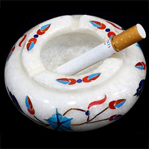 Продавница за занаетчиски производи, тркалезна античка цигара од цигари, бел мермер вметнат пепел, фиока за пепел за внатрешна или