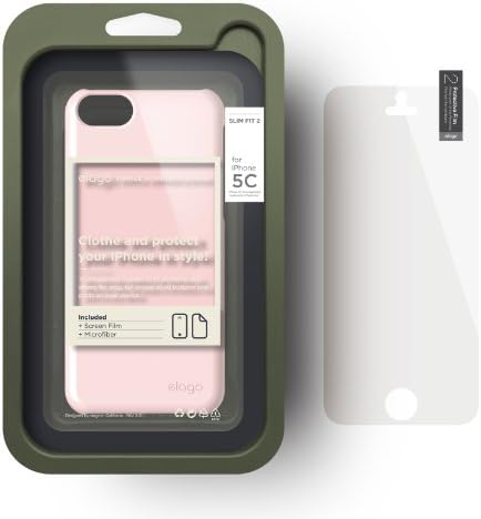 ELALO S5C SLIM FIT 2 CASE за iPhone 5C + HD Професионален екстремно јасен филм Вклучен - Целосно пакување на малопродажба