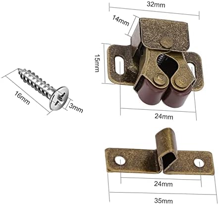 XMHF 10 парчиња двојни ролери за фаќање шкаф врата врата од домашни кујнски алатки бронзен тон