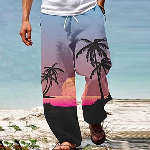 Миашуи пети мажи панталони летни плажа хипи хареми панталони, бухо бохо јога хавајци, обични мажи за мажи со отворена нога со отворена нога