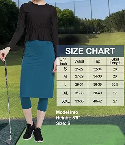 Слимур скромни здолништа со хеланки капри со здолниште прикачено за жени голф здолништа со активни здолништа со хеланки