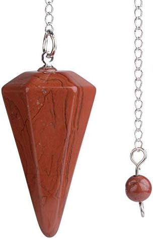 Sharvguntm Природно црвен џепер -скапоцен камен карпа кристал хексагонален зашилен Reiki Chakra Pendant Pendulum