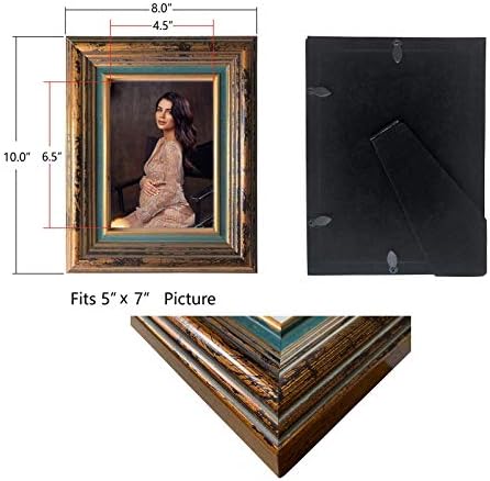 Рустични рамки за рустикални слики од Тифанини 5х7 инчи за маса или wallид-кафеава
