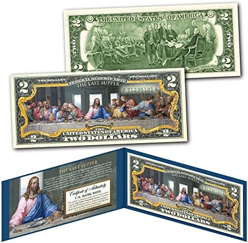 Тајната Вечера Исус Христос Религиозна Нециркулирана Сметка Од Два Долари Специјално Издание Колекционерски Држач За Дисплеј и Сертификат