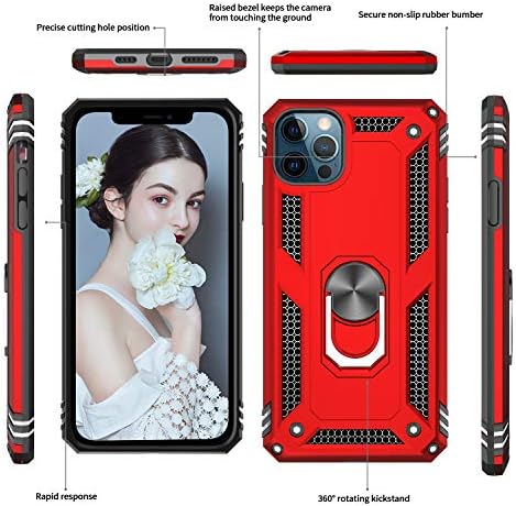 Leyi компатибилен за iPhone 12 Pro Max Phone Case со [2 пакет] Заштитен стаклен екран заштитник и заштитник на леќи на фотоапарати