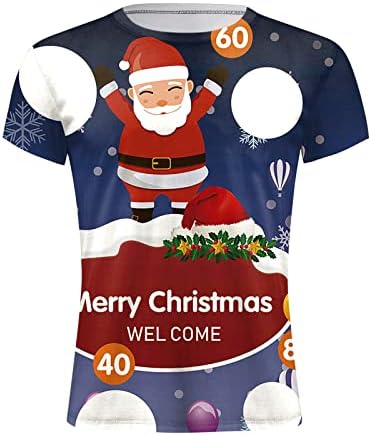 XXBR Божиќни маици со кратки ракави со кратки ракави, смешни Божиќни Дедо Мраз печати атлетски тренинг опремени графички врвови
