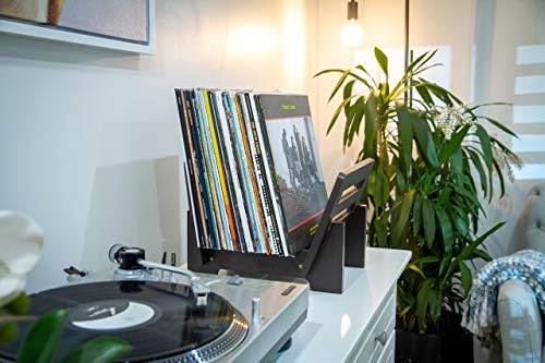 Складирање на држач за рекорди на Zonsworld Vinyl - прикажете до 50 албуми, одговара на 12 ”записи или LPS - складирање на музички