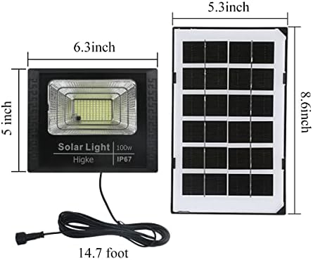 Соларни светла на отворено 103 LED 2000 Lumens Lumens Solar Comn Light, со тајмер за далечински управувач за гаража, градина, двор, внатрешен