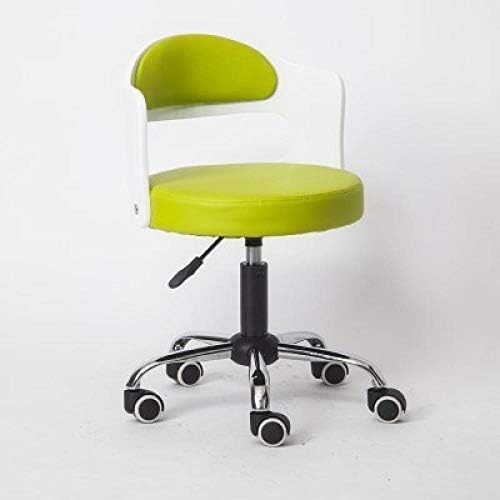 Вклучена столица канцеларија на тркалото ， стол за убавина столче со зелено синтетичко кожено седиште ， прилагодлива висина 43-53 см ， Поддржана