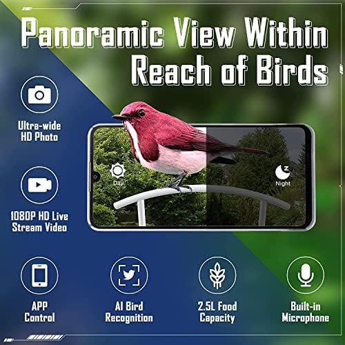 Есфос фидер за птици со камера, паметен фидер за птици со камера, безжичен соларен напојување надвор, автоматско снимање на видео, WiFi и Bluetooth врска, бесплатна SD карти