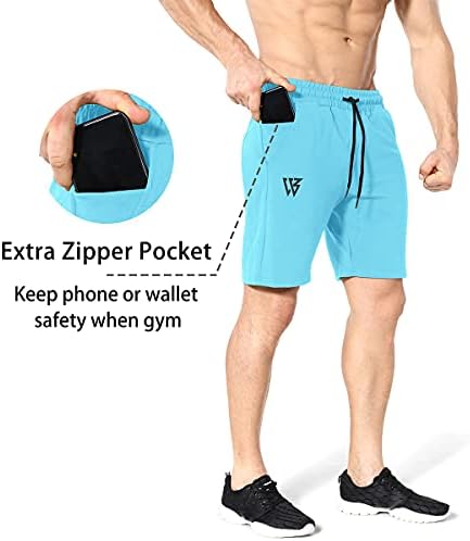 Genwill Mens Gym што работи шорцеви, тренингот атлетски боди -билдинг фитнес шорцеви со поштенски џебови