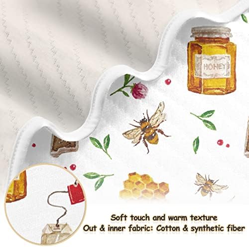 Swaddle Clainte Honeybee Soneycomb памучно ќебе за новороденчиња, примање ќебе, лесен меко висино ќебе за креветчето, шетач, расадници