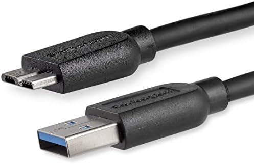 Startech.com 15cm 6in Краток тенок USB 3.0 A до Micro B Cable M/M - мобилно полнење синхронизација USB 3.0 микро Б кабел за паметни