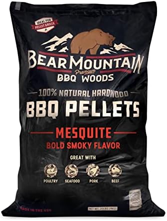 Bear Mountain Premium BBQ Woods сите природни пелети од тврдо дрво-Мескит совршен за пушачи на пелети, чаден вкус на дрво