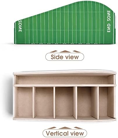 Американски држач за далечински управувач на фудбалски терен PU кожен организатор кутија со 6 оддели за складирање за спална соба за дневна