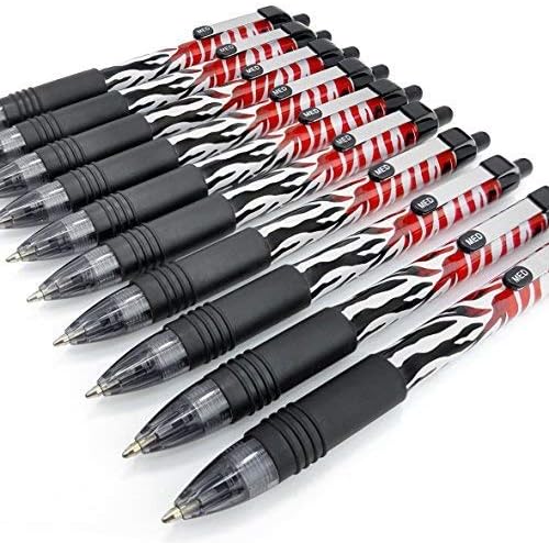 Зебра Z -до -до -до -мазна - пенкало за повлекување на топка - Ограничено издание Фанки дизајн на ленти за пламен - пакет од 10 - црно мастило