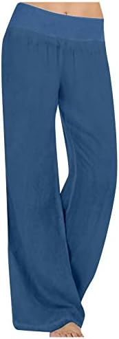 Панталони за жени Zhensanguo за жени лабави панталони со висока половината со џебови со џебови