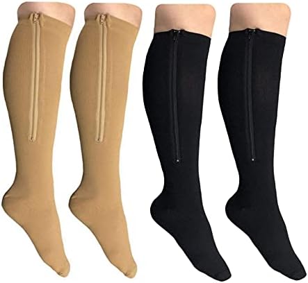 ЕВРГР Чорапи За Компресија Со Патент За Жени Затворени Прсти, 2 Пара Чорапи Со Патент Теле Лесно Се Исклучуваат 15-20 ммхг За