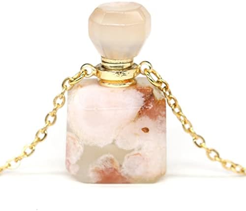 FSYSM Femaleенски есенцијално масло дифузер парфем шише шише со приврзок ѓердан природен камен кристал ѓердани накит подарок
