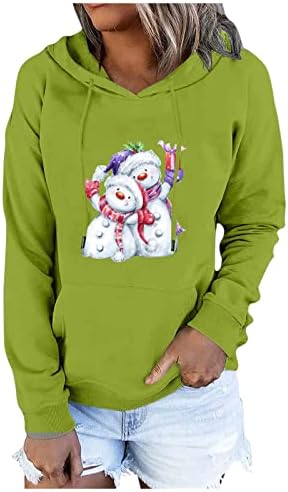 Женски качулка џемпер пуловер женски пуловер дуксер за џвакање, обичен долг ракав џемпер Божиќ