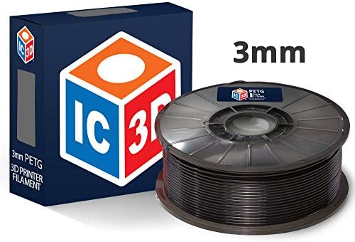 IC3D црна 2,85 mm PETG 3D филамент за печатач - 1 кг - димензионална точност +/- 0,05мм - Филамент за 3D печатење на професионално