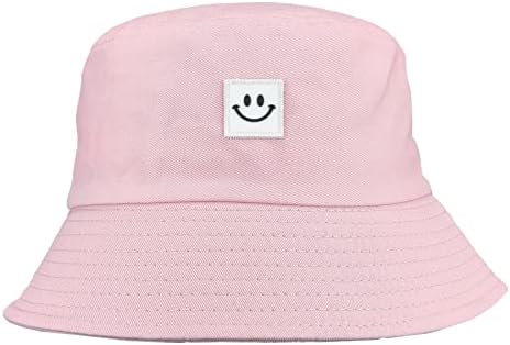 Смајли капа за лице за жени, симпатична сончева капа од памук смешно извезено патување плажа капа анти-УВ.