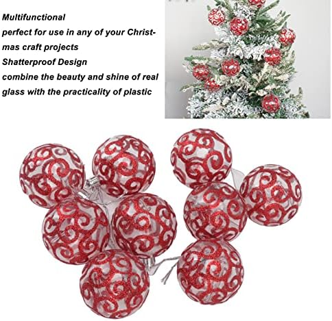 9 парчиња божиќни украси за топка за Божиќни украси, распрскувана чиста пластична божиќна топка со висечка јамка за празнични украси и украси