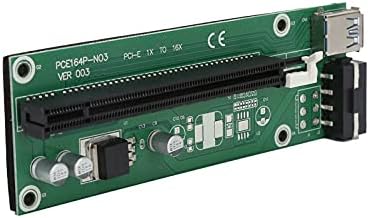 Pcie Riser, 1x до 16x PCIe Riser Extender Board со 60 cm USB 3.0 кабел, SATA 15Pin до 4Pin Power Cost - за Bitcoin Miner - 006