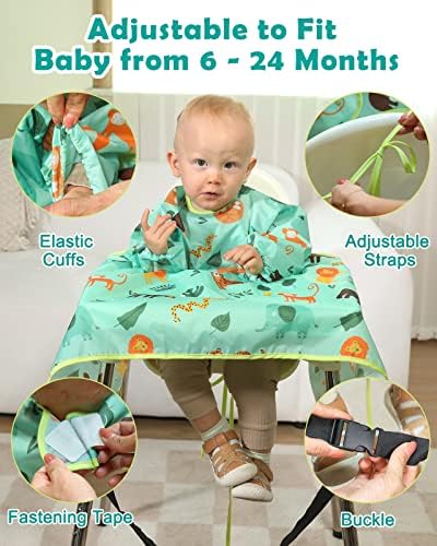 Ликтин Целокупната Бебе Хранење Лигавчиња-2-Пакет Долги Ракави Бебе Лигавчиња За Јадење