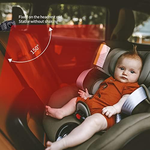 Огледало за Бебешки Автомобил, Камера За Бебешки Автомобил На Задното Седиште 1080P 4.3 TFT-Lcd Монитор со HD Инфрацрвена Ноќна Визија,