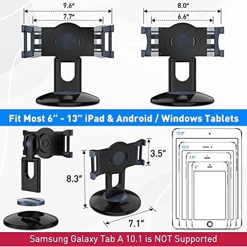 Abovetek 6-13,5 малопродажен киоск iPad Stand, 360 ° ротирачки столб за комерцијални таблети, деловен киоск алуминиумски таблети за какви било