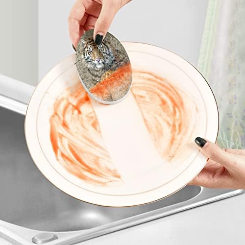 Алаза тигар печати животно гроздобер природен сунѓер кујнски целулоза сунѓери за миење садови за миење бања и чистење на домаќинства,