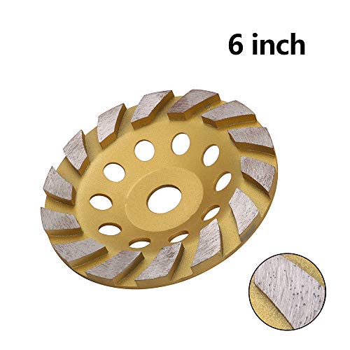 6 ICNH Турбо дијамантски сегмент за мелење на тркала за мелење на тркала со тркала со 22мм отвор за бетон, гранит, камен, мермер, златен 14Т…