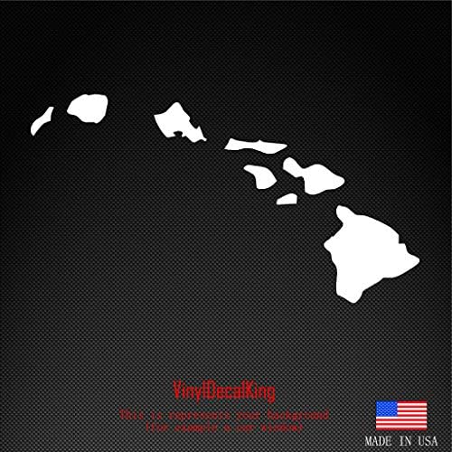 Мапа на Хавајски острови Винил Декл - Хаваи прозорец лаптоп за лаптоп налепница 12 ”x6,5” инчи боја бела