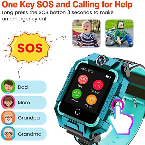 Okyuk 4g Деца Види Телефон T10, Смешни 360° Ротација Екран Двојна Камера Паметен Часовник За Момчиња Девојки, IP67 Водоотпорен, 2-Насочни Повици, GPS, СОС, Видео Повици, Далечин