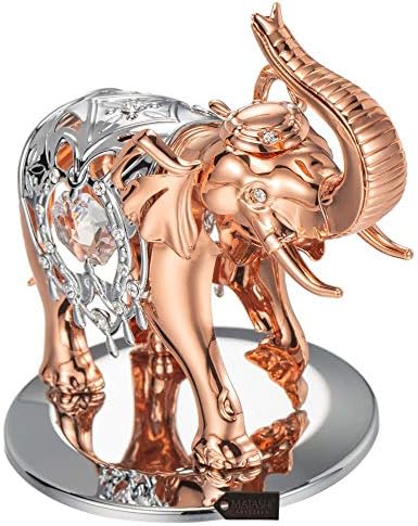 Маташи 1 Мама подарок - украс на слон со розово злато и сребро - таблета за кристали - Фенг Шуи Одличен подарок за годишнината од роденденот на