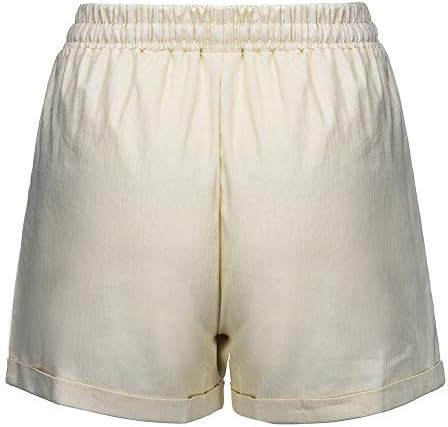 Jinfe жени плус големина џеб завој солидни шорцеви кои работат со широки панталони за нозе морнарица бели панталони