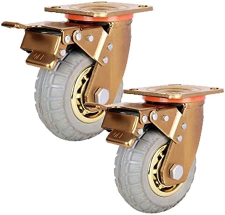 Lumecube Casters тешка должност 4/5 / 6 инчи тивка гума вртливата ритам тркала злато позлатено заградување количка со рамна рамка на