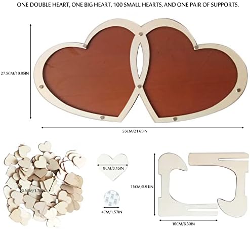 Блиско време дрвени свадбени материјали со двојно срце знак во декорација на маса креативност дрвена loveубовна венчаница занаетчиски