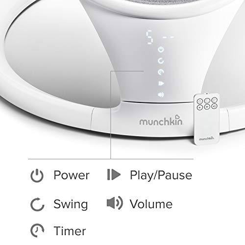 Munchkin® Deluxe Baby Swing, вклучува Bluetooth овозможено замав за бебиња, премиум ултра-мекото крзно покритие и куќиште за