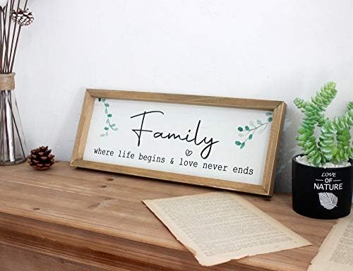 Wartter 16.2x6.4 инчи Семејно дрво Врмено wallиден знак со инспиративни цитати - семејство од каде започнува животот и loveубовта никогаш