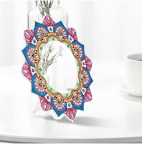 Aiyoo Diamond Painting Mirror DIY Mimror Mirror Diamond Comms Coms Vanity Mirror за бања, спална соба, wallиден декор, патување （02）