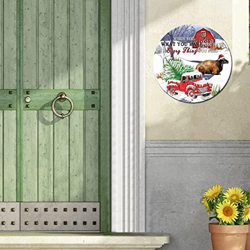 Тркалезна метална калај знак фарма кога го сакате она што го имате Божиќниот венец знак метал постер декоративен паб -врата знак