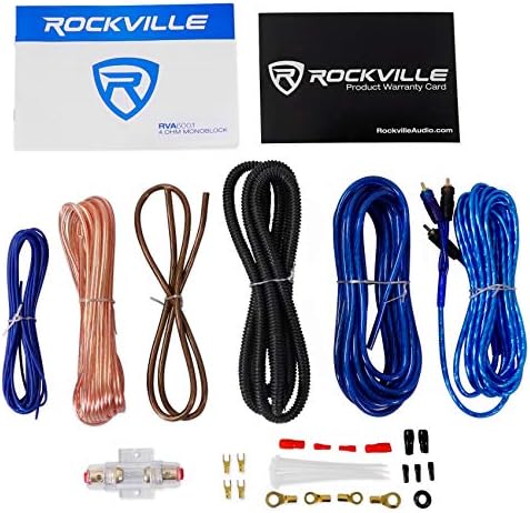Rockville RV10.1D 500W 10 натоварен куќиште за субвуфери за автомобили+моно засилувач+комплет за засилувач, црна