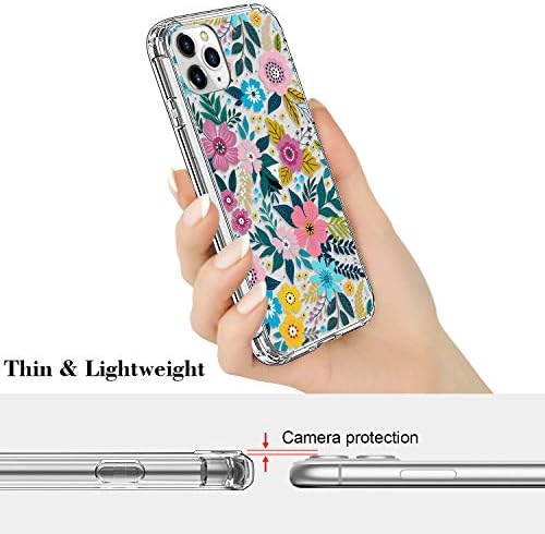 ICEDIO iPhone 11 Pro Max Случај Со Заштитник На Екранот, Јасно Со Симпатична Шарени Цветни Цветни Модели За Девојки Жени, Тенок