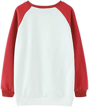 Јоандими џемпер за жени околу вратот Денот на вineубените печати долги ракави врвови цврста боја пулвер мека топла блуза