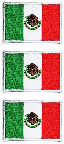 Еднаш x 3 парчиња. Мексико знаме Земја извезена апликација за лепење Мексико Мексико знаме Емблем униформа воена тактичка железо на шиење