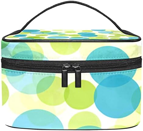 Торба за шминка за патување, Зелени И Сини Точки Голема Козметичка Кеса Организатор На Шминка Мултифункционални Торби За Тоалети За Жени Девојки